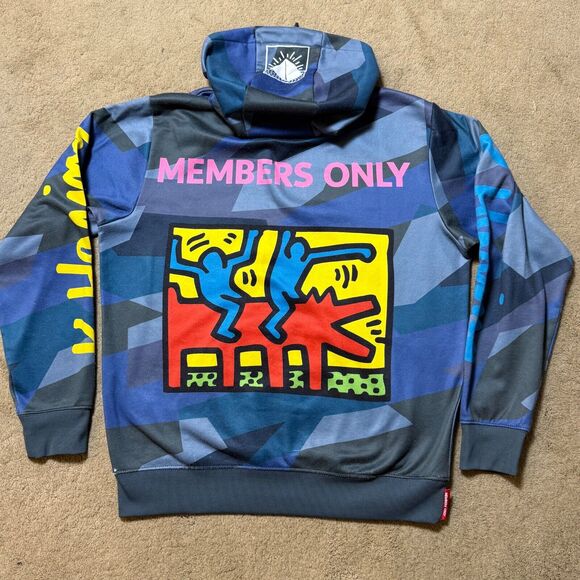 Keith Haring x Members Only Hoodie Mens Graffiti Art 2 Sided Size M - Picture 11 of 11